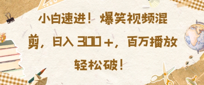 小白速进，爆笑视频混剪，日入3张，百万播放轻松破【揭秘】-铭创资源库