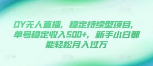 DY无人直播，稳定持续型项目，单号稳定收入500+，新手小白都能轻松月入过万【揭秘】-铭创资源库