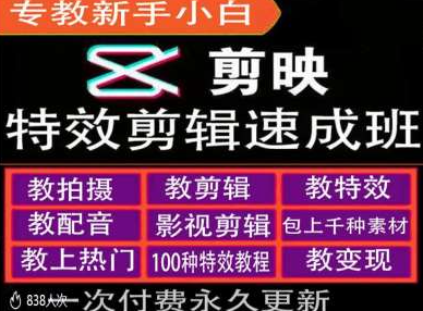剪映特效教程和运营变现教程，特效剪辑速成班，专教新手小白-铭创资源库
