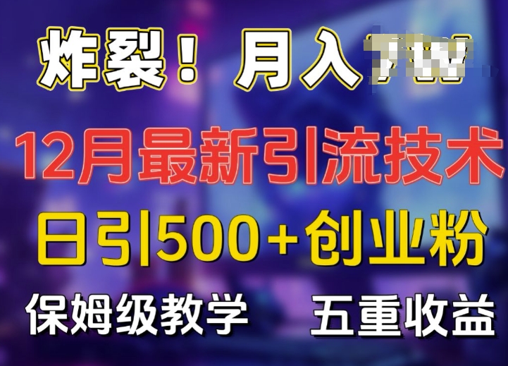 炸裂!揭秘12月最新日引流500+精准创业粉，多重收益保姆级教学-铭创资源库