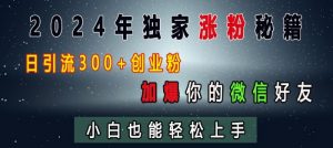 2024年独家涨粉秘籍，日引流300+创业粉，加爆你的微信好友，小白也能轻松上手-铭创资源库