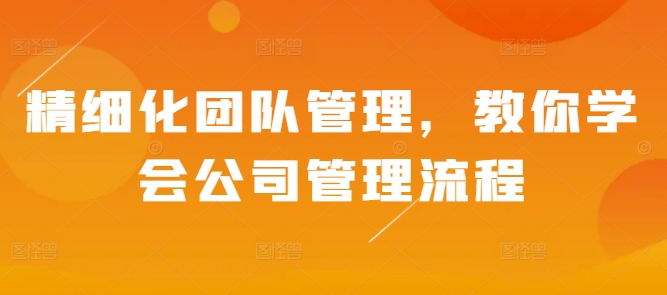 精细化团队管理，教你学会公司管理流程-铭创资源库