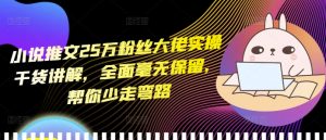 小说推文25万粉丝大佬实操干货讲解，全面毫无保留，帮你少走弯路-铭创资源库