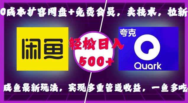 0成本扩容网盘+免费会员，卖技术，拉新，咸鱼最新玩法，实现多重管道收益，一鱼多吃，轻松日入500+-铭创资源库