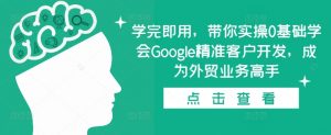 学完即用,带你实操0基础学会Google精准客户开发,成为外贸业务高手-铭创资源库