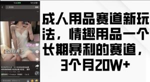 成人用品赛道新玩法，情趣用品一个长期暴利的赛道，3个月收益20个【揭秘】-铭创资源库