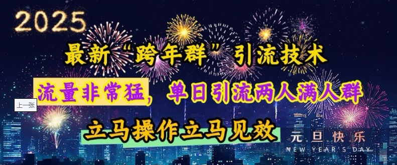 最新“跨年群”引流，流量非常猛，单日引流两人满人群，立马操作立马见效【揭秘】-铭创资源库