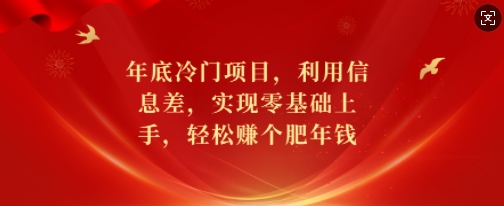 年底冷门项目，利用信息差，实现零基础上手，轻松赚个肥年钱【揭秘】-铭创资源库