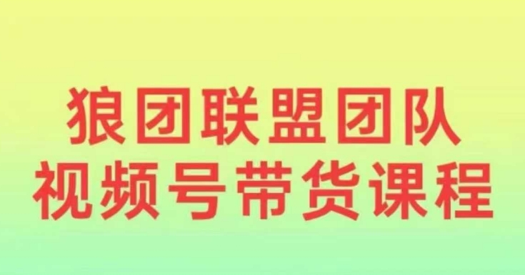 狼团联盟2024视频号带货，0基础小白快速入局视频号-铭创资源库