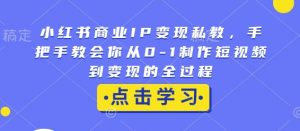 小红书商业IP变现私教,手把手教会你从0-1制作短视频到变现的全过程-铭创资源库