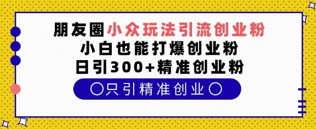 朋友圈小众玩法引流创业粉，小白也能打爆创业粉，日引300+精准创业粉【揭秘】-铭创资源库