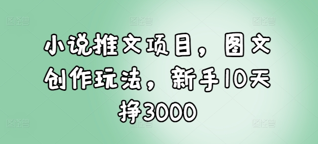 小说推文项目，图文创作玩法，新手10天挣3000-铭创资源库