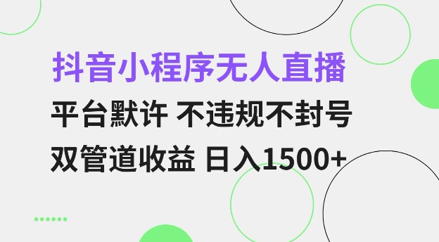 抖音小程序无人直播 平台默许 不违规不封号 双管道收益 日入多张 小白也能轻松操作【仅揭秘】-铭创资源库