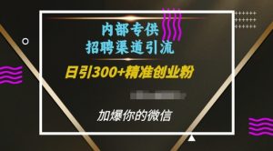 内部招聘渠道日引流300+创业粉,加爆你的微信【揭秘】-铭创资源库