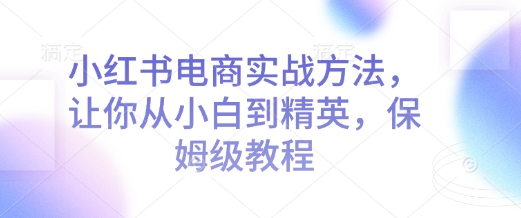 小红书电商实战方法，让你从小白到精英，保姆级教程-铭创资源库