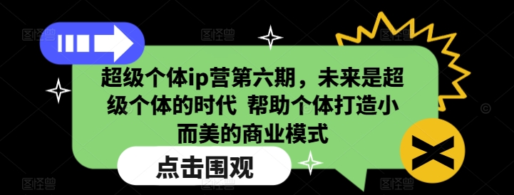 超级个体ip营第六期，未来是超级个体的时代  帮助个体打造小而美的商业模式-铭创资源库