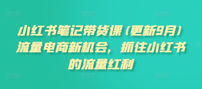 小红书笔记带货课(更新25年2月)流量电商新机会，抓住小红书的流量红利-铭创资源库