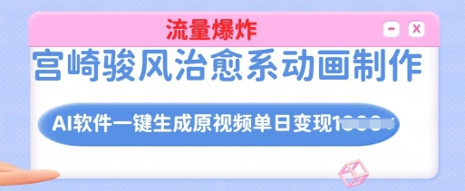 宫崎骏风治愈系动画制作，AI软件一键生成原创视频流量爆炸，单日变现多张，详细实操流程-铭创资源库