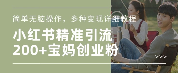小红书混剪日引200+宝妈创业粉，简单无脑操作，多种变现详细教程-铭创资源库