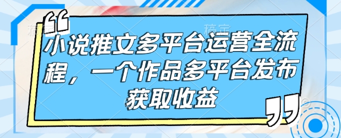 小说推文多平台运营全流程，一个作品多平台发布获取收益-铭创资源库