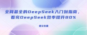 全网最全的DeepSeek入门到指南,看完DeepSeek效率提升80%(建议收藏)-铭创资源库
