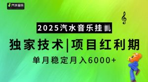 2025汽水音乐挂JI,独家技术,项目红利期,稳定月入5k【揭秘】-铭创资源库