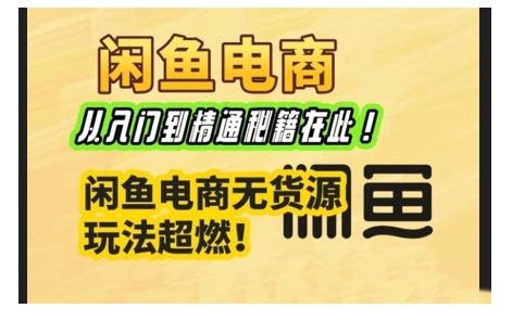 闲鱼电商实战课，从入门到精通秘籍在此，闲鱼电商无货源玩法超燃!-铭创资源库