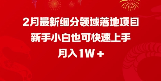 2月最新细分领域落地项目，新手小白也可快速上手，月入1W-铭创资源库
