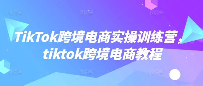 TikTok跨境电商实操训练营，tiktok跨境电商教程-铭创资源库