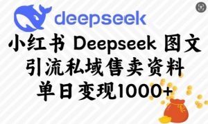 小红书Deepseek图文引流私域售卖资料，单日变现多张-铭创资源库