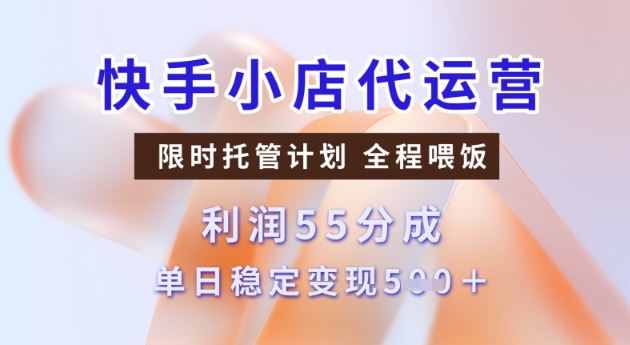 快手小店代运营3.0，模式新升级，收益55分，稳定单日5张【揭秘】-铭创资源库