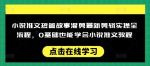小说推文短篇故事混剪最新剪辑实操全流程，0基础也能学会小说推文教程，肯干多发日入多张-铭创资源库