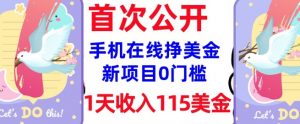 在线挣美金新项目,0门槛,1天收入115美刀,无脑操作,真正被动收入-铭创资源库
