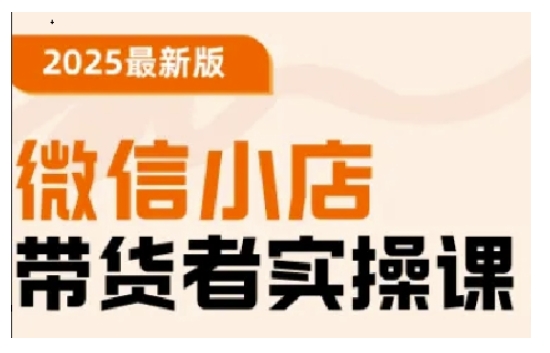 2025最新版微信小店带货者实操课，基础操作到高级运营技巧，快速上手-铭创资源库