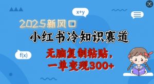 2025新风口,小红书冷知识赛道,无脑复制粘贴,一单变现300+-铭创资源库