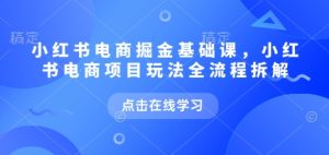 小红书电商掘金课,小红书电商项目玩法全流程拆解(更新9月)-铭创资源库