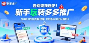 告别烧钱迷茫！新手玩转多多推广：从0到1的全流程攻略（含选品/出价/避坑）-铭创资源库