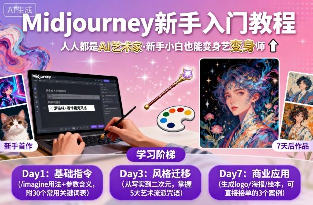 midjourney新手入门教程：人人都是AI艺术家，新手小白也能变身艺术大师-铭创资源库