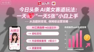 今日头条AI美女赛道玩法，一天轻松5张，小白轻松上手-铭创资源库