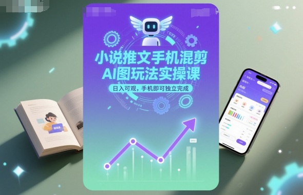 小说推文手机混剪AI图玩法实操课，日入可观，手机即可独立完成-铭创资源库
