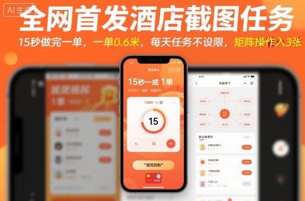 全网首发酒店截图任务，15秒做完一单，一单0.6米，每天任务不设限，矩阵操作日入3张【揭秘】-铭创资源库
