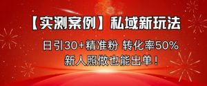 【实测案例】私域新玩法，日引30+精准粉，转化率50%，新人照做也能出单！-铭创资源库