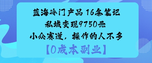 蓝海冷门产品：16条笔记私域变现9750米小众赛道，操作的人不多-铭创资源库