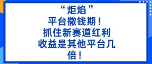 “炬焰”：平台撒钱期！抓住新赛道红利，5分钟二创内容，收益是其他平台几倍！-铭创资源库