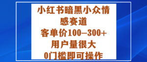 小红书暗黑小众情感赛道，客单价100-300+用户量很大，0门槛即可操作-铭创资源库