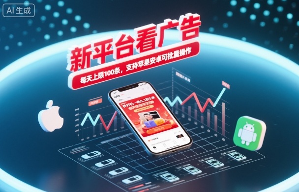 新平台看广告，养好机一条0.3到5米，每天上限100条，支持苹果安卓可批量操作-铭创资源库